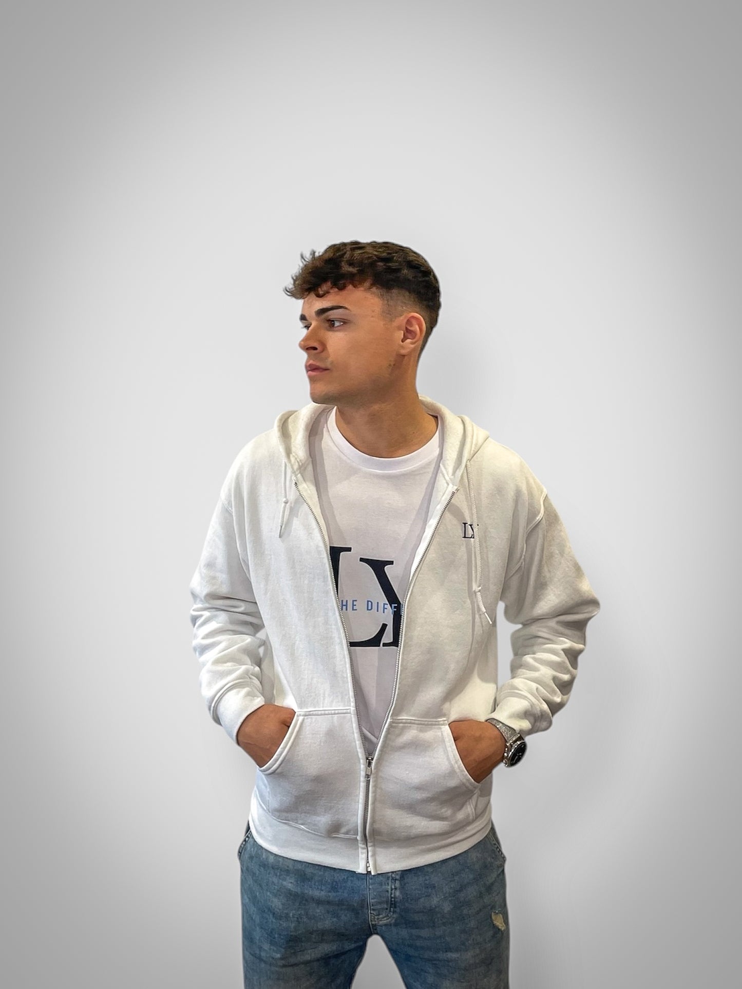 Zip hoodie white